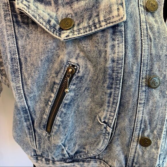 💥BRUNO Cassini vintage short sleeve acid wash retro denim Jean jacket - Picture 5 of 7